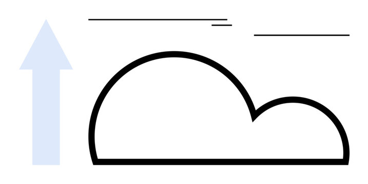 Cloud outline with upward arrow and motion lines representing growth, innovation, and progress. Ideal for technology, data storage, internet services, networking, business growth, digital