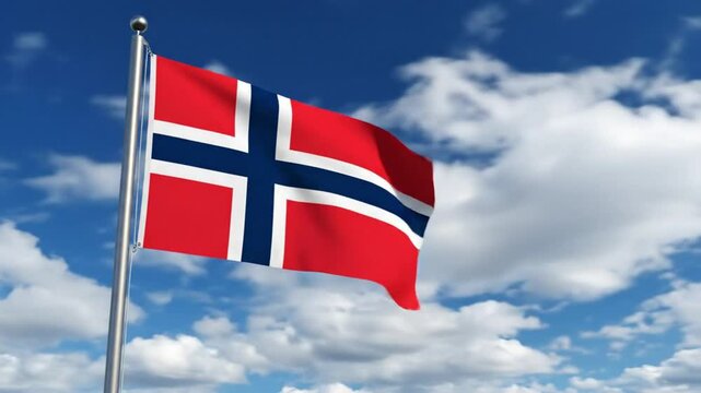 Norway flag waving freely.