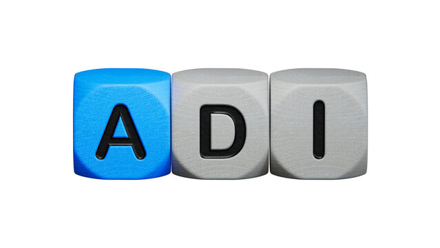 Lettering adi on wooden cubes.close up of wooden elements,Business Concept.Supports PNG files with transparent backgrounds.