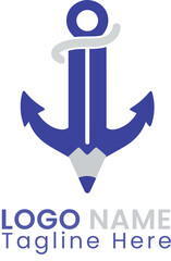 Creative Anchor Pencil Logo Design &ndash; Modern Creative Agency Branding Symbol