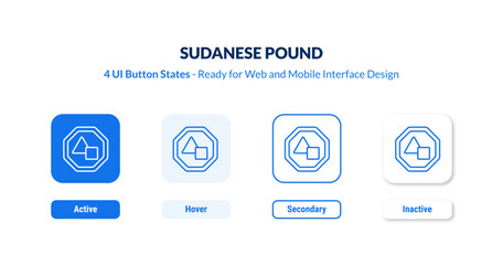 sudanese pound UI button states set. Outline icon kit from africa collection. Thin linear sudanese pound, pound, bank editable vector. Line vector sudanese pound sign for web and mobile interface