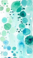 A vibrant abstract artwork featuring blue and green watercolor splatters