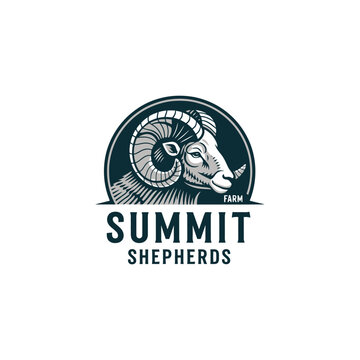 Summit Shepherds Logo - A Detailed Illustration of a Rams Head in a Circular Emblem.
