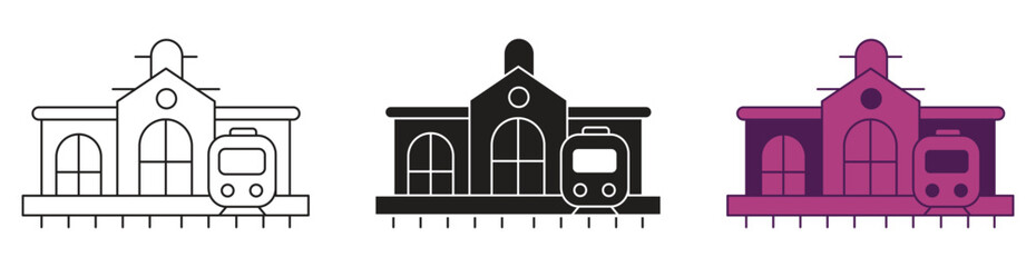 Train station icon set, vector illustration. © JafrinAkther