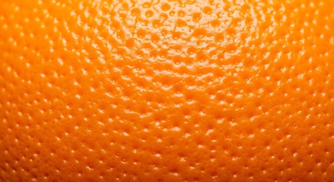 Close-up Macro Texture of Vibrant Orange Citrus Fruit Peel.