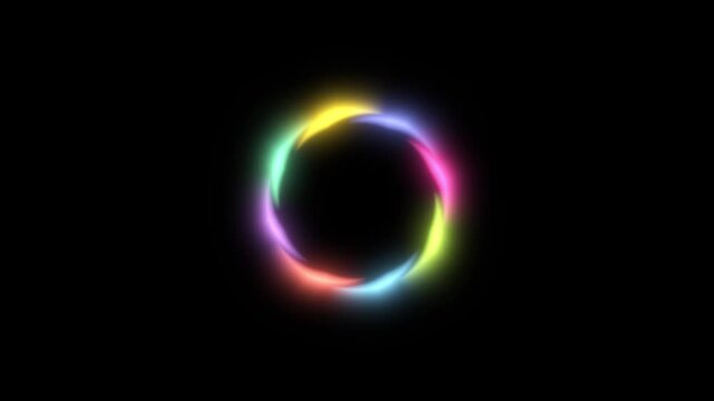 A simple loop animation of a rotating colored circle frame. Abstract empty background for photos.