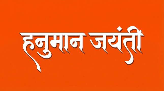 Shree Hanuman Jayanti" Calligraphy in Marathi and Hindi means celebrated to mark the birthday of Lord Hanuman.