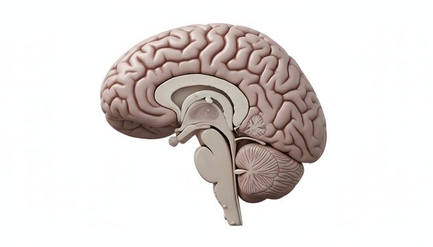 Human brain anatomy isolated on white background