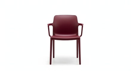Fototapeta premium Maroon plastic chair with arms on white