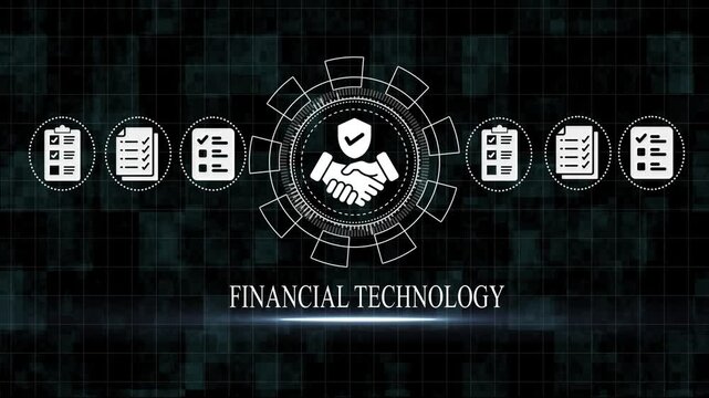 Financial Technology Concept with Handshake and Checkmarks on Dark Background fintech security checklist
