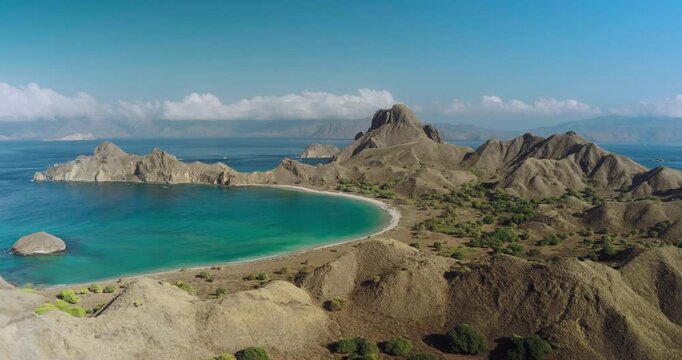 Aerial Drone Shot of Padar Island Tropical Landscape Indonesia
