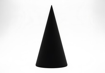 Fototapeta premium Black conical shape isolated against clean white background for graphic design projects