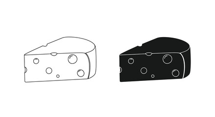 Fototapeta premium A minimalist depiction shows two versions of a swiss cheese wedge one white and one black presenting a contrasting visual