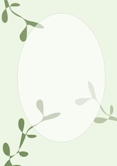 Light green background with circle frame and plants. Suitable for wedding invitation, greetings cards, social media post and more. © esra