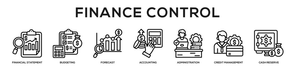 Obraz premium Finance Control web banner icon illustration concept