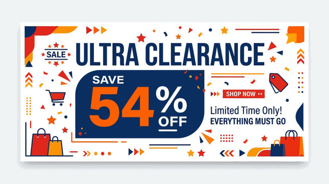 Ultra Clearance Sale Banner Promoting 54% Off