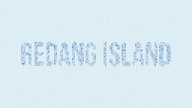 Redang Island dotted map animation. Digital style shape of Redang Island with title. Blue dots appear with flickering effect. Malaysia. Creative Intro, outro, title, logo video.