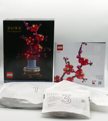 Fototapeta premium Bologna - Italy - March 3, 2026: LEGO Botanicals Plum Blossom box packaging isolated on white background.