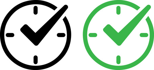 Contrast of completed tasks using black and green checkmarked clocks © MOHAMMAD RABBI