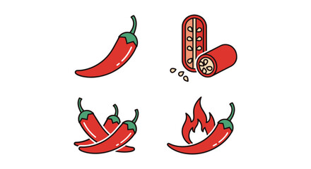 Chili Pod Line art vector set dynamic smooth abstract illustration