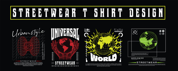 Naklejka premium Urban Streetwear T-Shirt Design Bundle – Modern Graffiti Typography Graphic Pack