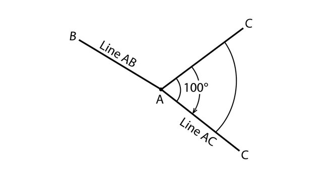 Geometric diagram of intersecting lines and angle.