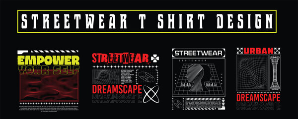 Naklejka premium Urban Streetwear T-Shirt Design Bundle – Modern Graffiti Typography Graphic Pack