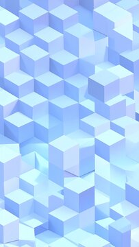 A 3D geometric pattern of blue cubes on a white background