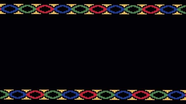 Abstract African Pattern Border video overlay background on transparent background, alpha channel