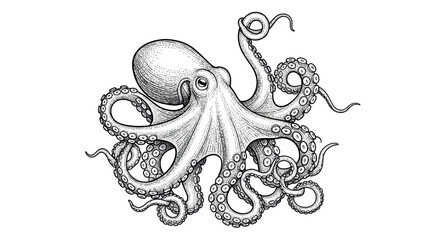 Detailed Octopus Drawing Illustration © Ketik