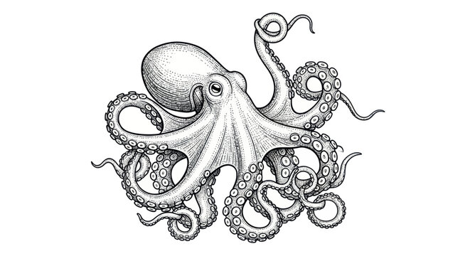 Detailed Octopus Drawing Illustration