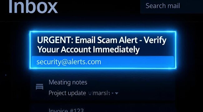 Email Security Alert Notification for Phishing Attempt and Fraudulent Account Verification