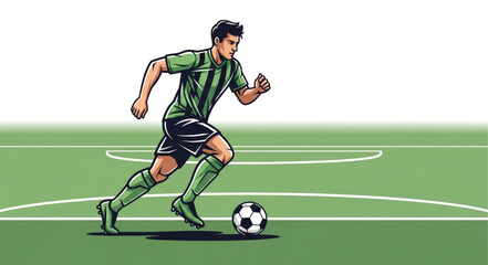 Obraz premium Soccer Player Dribbling Ball on Field.