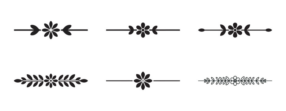 Set of simple decorative floral dividers for text and page design
