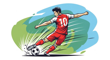 Fototapeta premium Soccer Player Kicking Ball Action Shot Dynamic Movement.