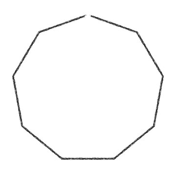Simple shape, chalk-style, nonagon, black lines