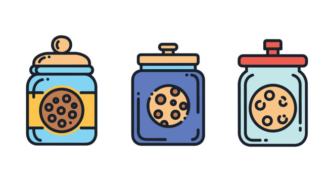 Cookie Jar Line art vector colorful abstract design concept illustration