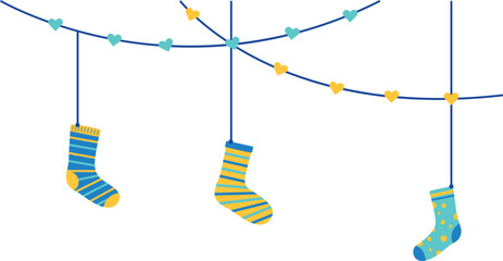 Hanging socks decoration for world down syndrome day. Vector isolated © Lilly