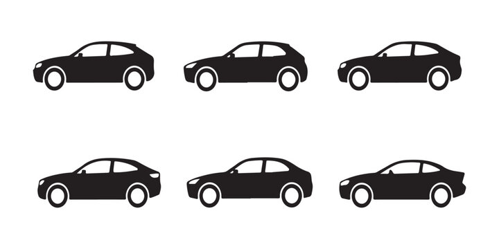 Various car silhouettes for automotive design and transportation concepts detailed side view