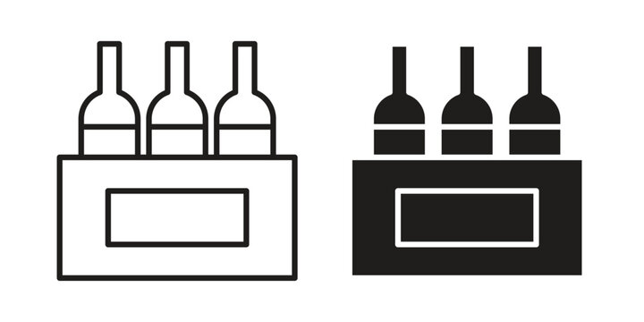 Box of wine icon element for graphic designs. line and flat symbols