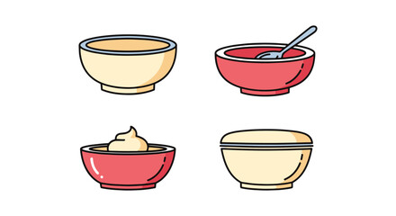 Obraz premium Cream Bowl Line art vector minimal bold abstract color