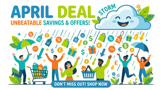 April Deal Unbeatable Savings Presented in a Shopping Storm