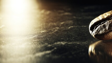 stimulant. A macro shot of roasted coffee beans with textured details on a dark slate background. bar promotions, beverage menus, designed for product packaging and bar promotions.