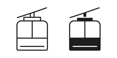 Chairlift icon element for graphic designs. line and flat symbols © Dawid