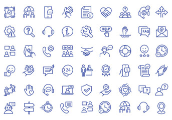 Support and Help icon set. Editable line icons. Vector illustration.