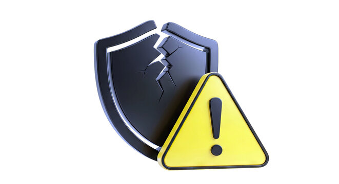 Broken Shield with Warning Sign