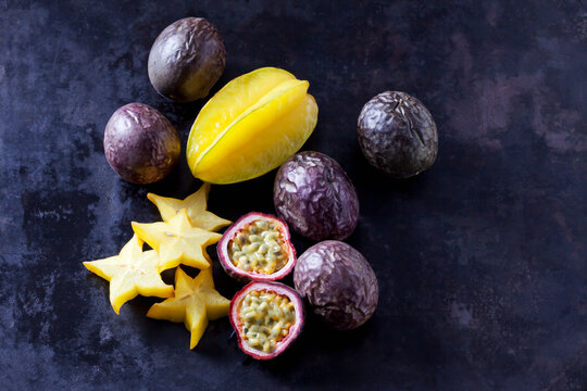 Starfruit and passion fruits