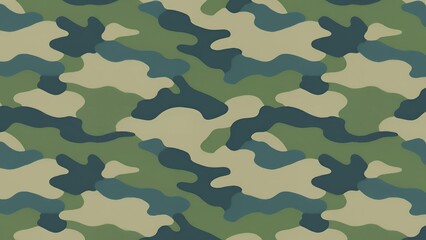 Fototapeta premium Seamless Military Camouflage Pattern Featuring Green and Beige Abstract Shapes for Design Use