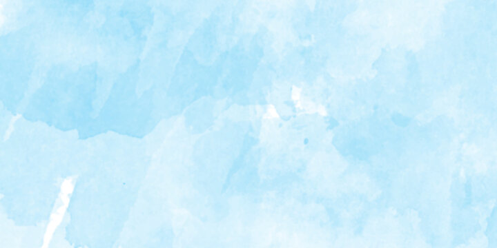 abstract watercolor scraped grungy background, Modern and paper texture design with sky blue cloud paint brush, Hand painted light blue background with watercolor.