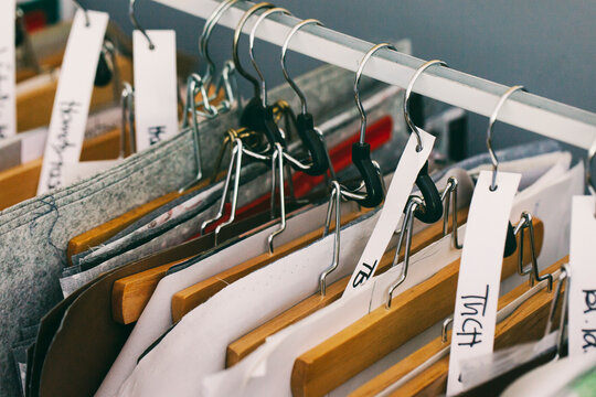 Clothes rail in tailor shop